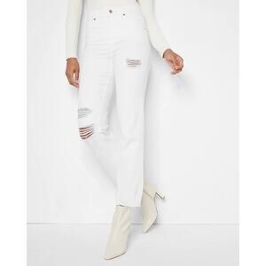 New EXPRESS Straight Ankle White Mid Rise White Jeans Size 10 R